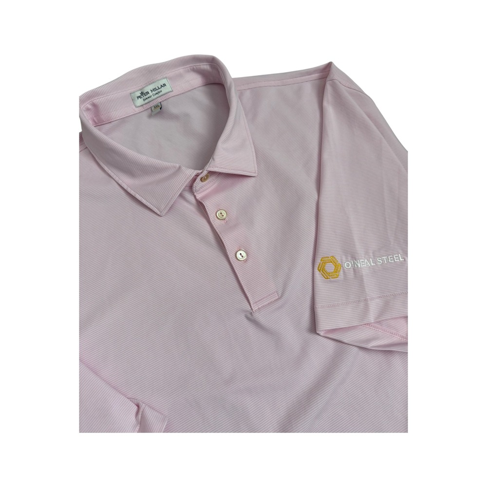 Peter Millar Summer Comfort Pink Striped Golf Polo Shirt O'Neal Steel Men's XXL‎